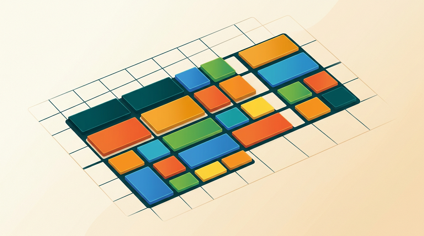 a clean, abstract representation of the Windows 8 Metro UI with colorful tiles on a dark grid, editorial illustration style, no logos or text