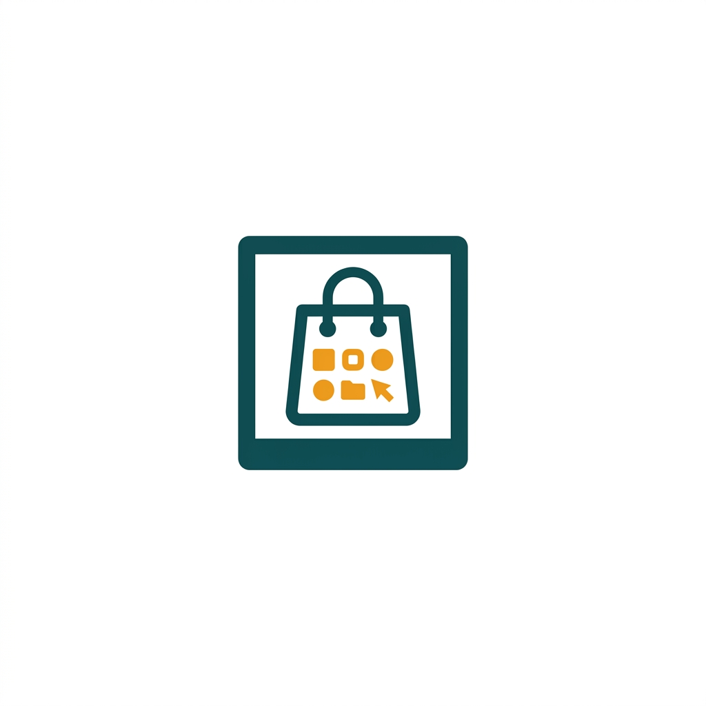 a simple shopping bag icon on a screen, representing an application marketplace