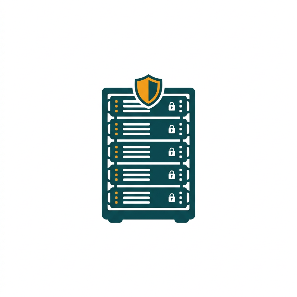 a stack of secure servers in a clean, modern data center