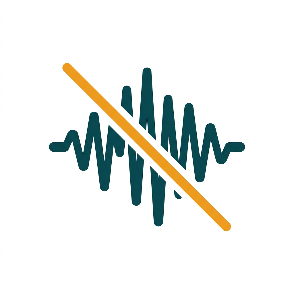 a simple audio wave icon with a red slash through it, symbolizing removed media features