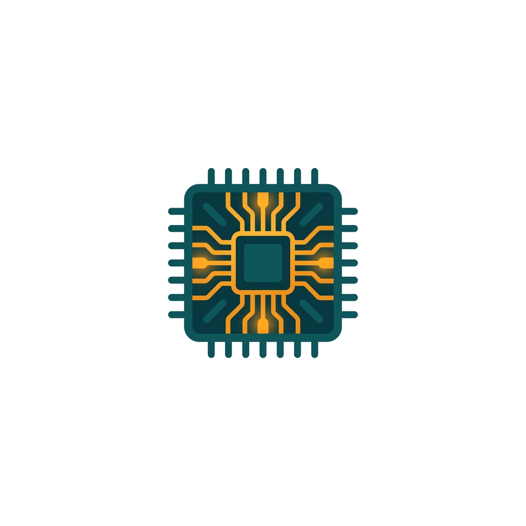 a microchip with circuits glowing, representing a dedicated processing unit