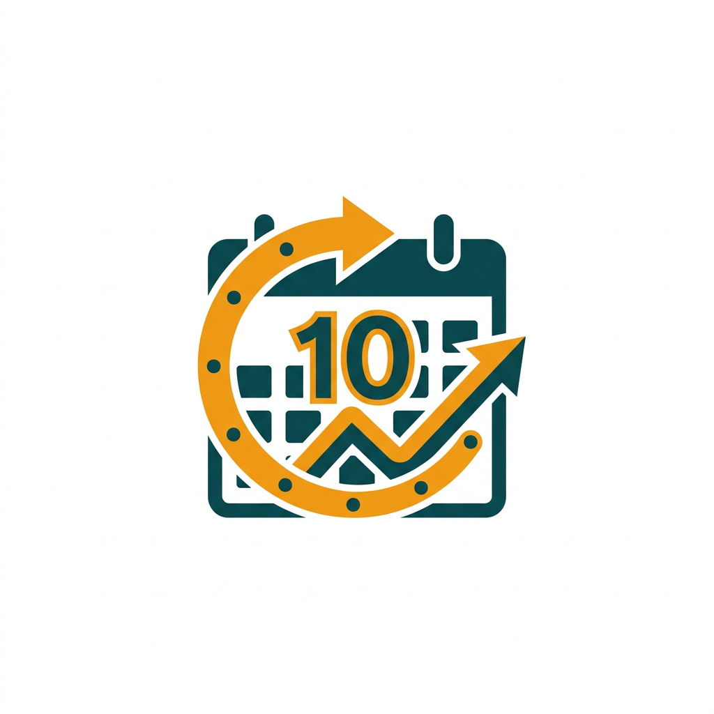 a calendar icon with a ten-year cycle highlighted, showing long-term stability