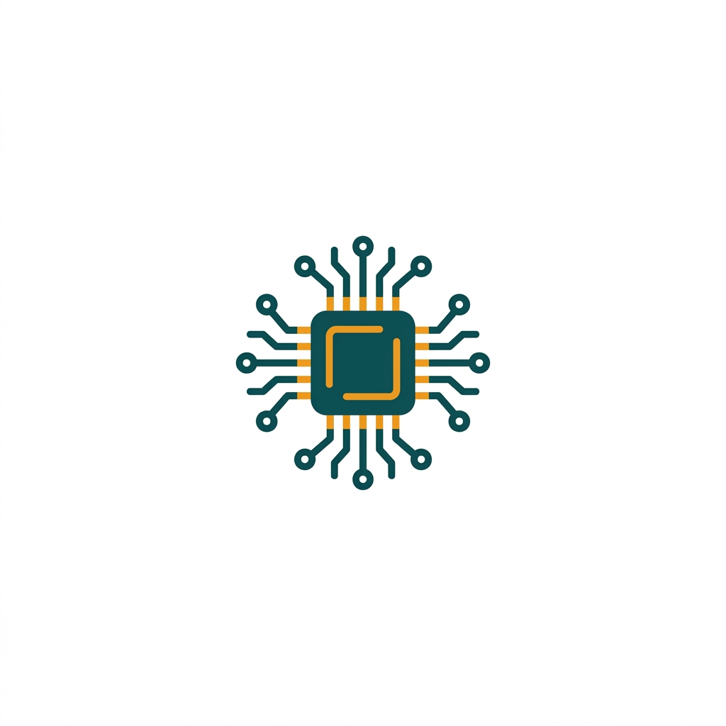 a microchip with network connection lines radiating outwards, symbolizing embedded systems
