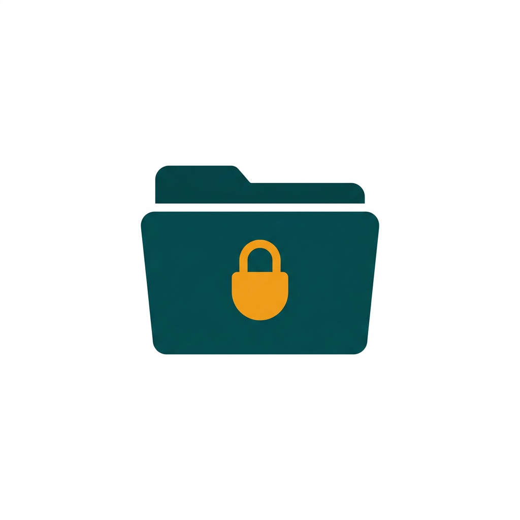 a folder icon with a small lock symbol on it, representing file system security